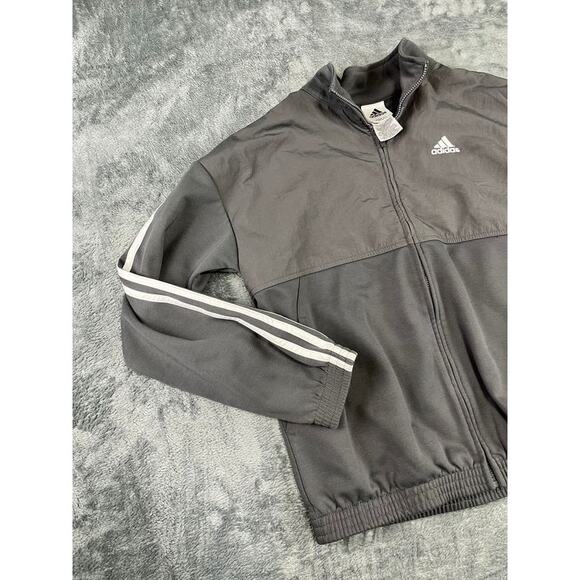 Women's Adidas Gray Full Zip Track Jacket White Stripes Athletic Large exc - Picture 7 of 11